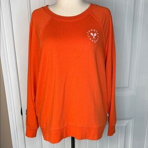 Lou & Grey Tennis League Cozy Cotton Terry Sweatshirt  Women Crew Orange Sz L
